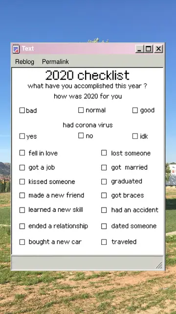 2020 checklist